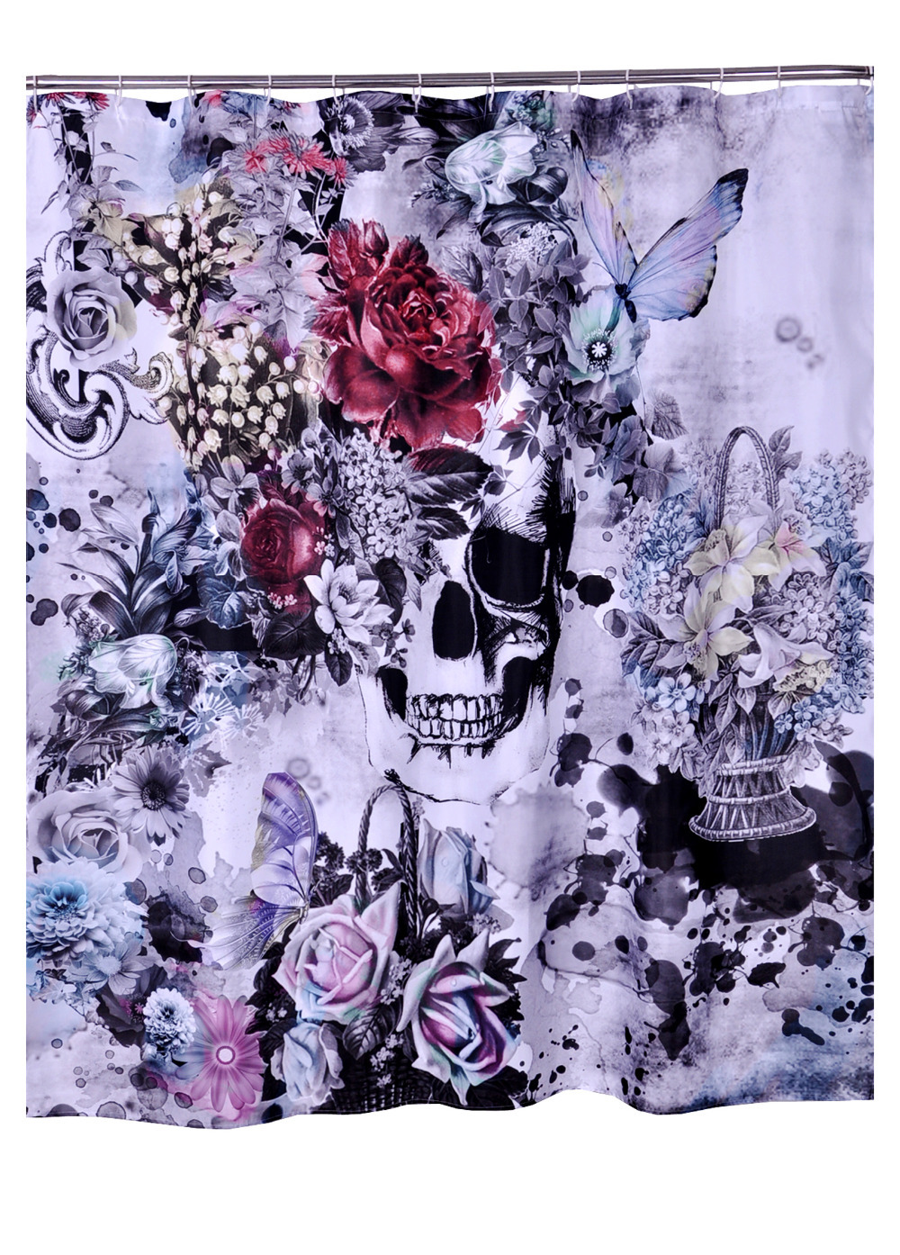 skull shower curtain polyester fabric printed butterfly skull shower curtain polyester fabric printed butterfly