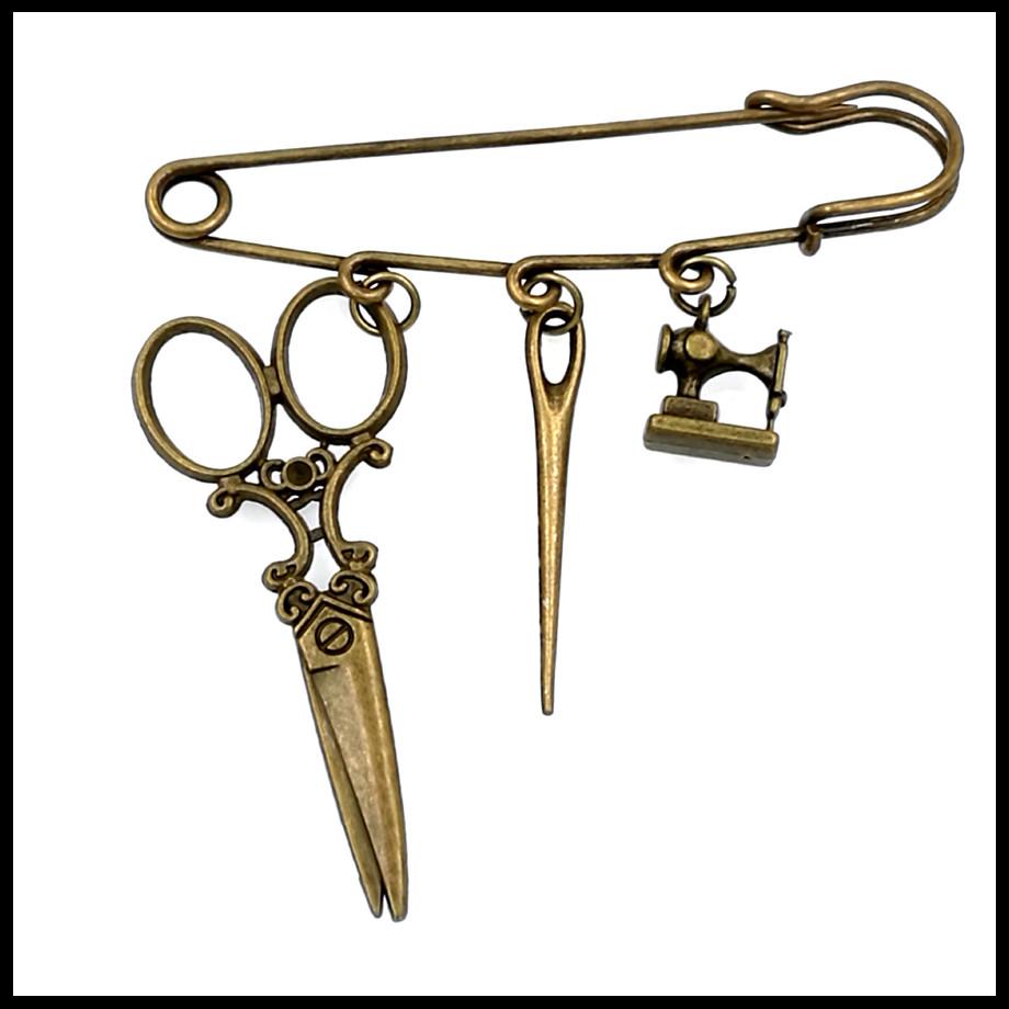 Mother s day sewing brooch safety pin font b kilt b font pin charm brooch scissors