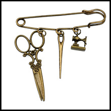 Mother s day sewing brooch safety pin font b kilt b font pin charm brooch scissors