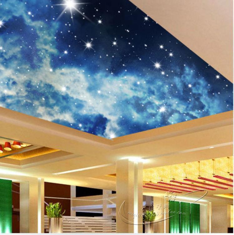 Large-bedroom-ceiling-frescoes-on-the-wallpaper-the-night-Cosmic-starry