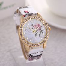 Best Sellers High Quality Leather Watch Retro Flower Pattern Rhinestone Women Watches Fashion Casual WristWatch relogio feminino