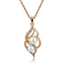 New Hot Antiqued Pendant Necklace Gold Plated Chain Necklace Austrian Crystal Pearl Necklace For Women Wedding Jewelry SNE140381