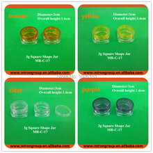 Fedex Free Shipping 300pcs 3g jar empty cream pot, 3g Square Jar Transparent Sample Small Plastic 3ml Jar Cream Container Jar 3g