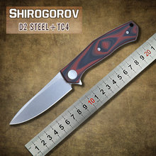 2015 el más nuevo Shirogorov Cannabis por bola de cerámica teniendo cuchillo plegable lavadora de acero D2 con titanium de la manija exterior acampar EDC