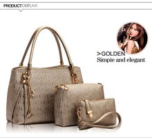 New 2015 women handbags genuine leather handbag women messenger bags brand designs bag bags Handbag+Messenger Bag+Purse 3 Sets
