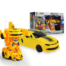 Children Charging Remote control deformation robot car 4Ch rc transformation car Bumblebee one key modification boy toys