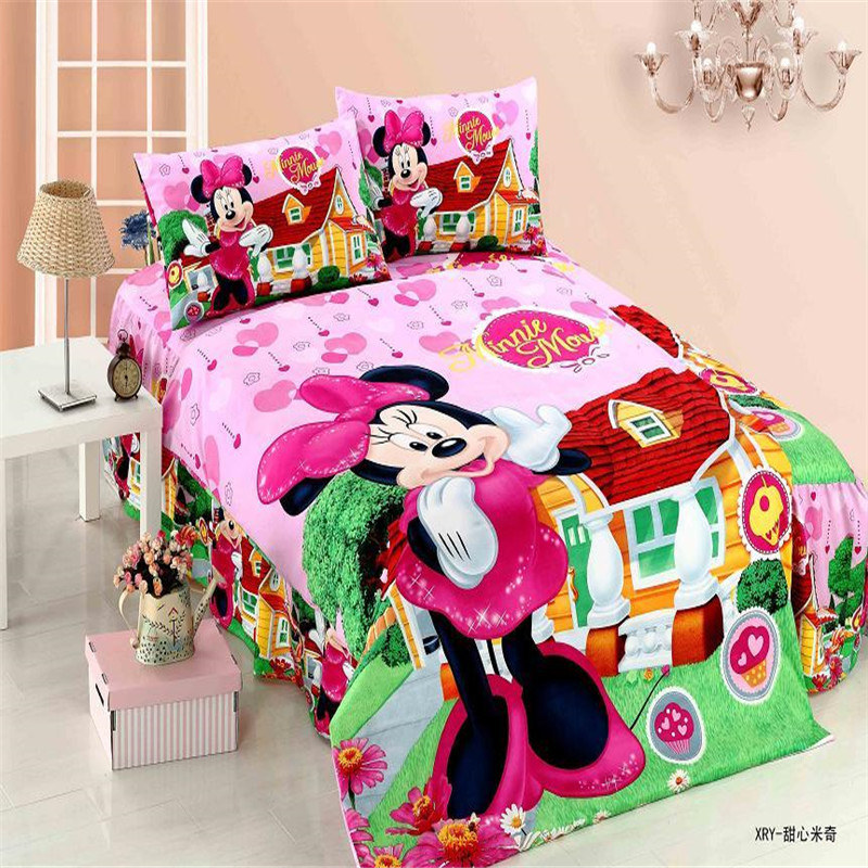 lovely minnie girls 2/3pcs twin single bedding set of duvet cover bed sheet pillow case kit