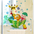Bathroom Stickers PVC Material Creative DIY Animal Picture Wallpapers for Kids Rooms Toilet Glass Window Decoration