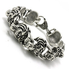 Mens Boys 316L Stainless Steel Punk Gothic Cool Silver Tiger Head Link Bracelet New Design Bracelet