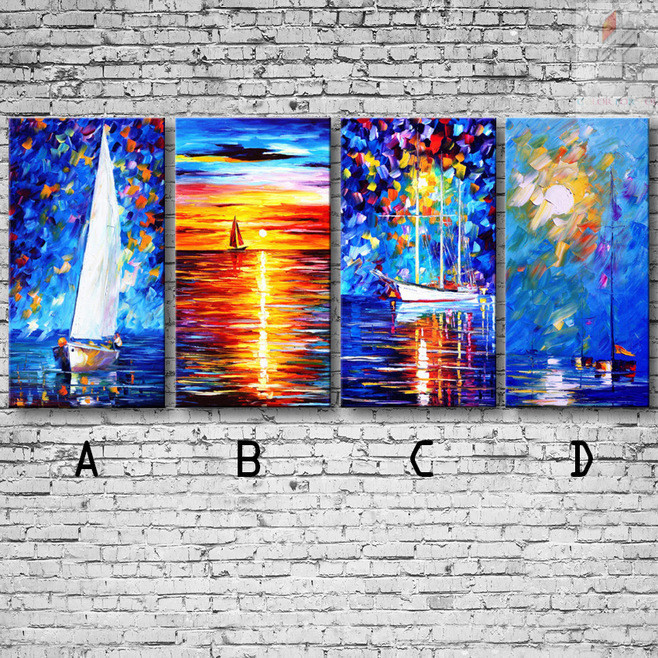 sea and boat 4 sets Diy diamond painting pasted full rhinestone diamond painting cross stitch Embroidery Decorative Painting