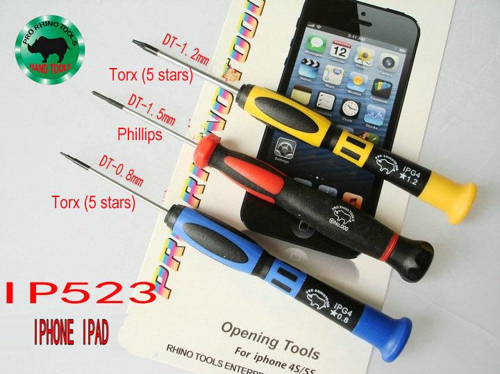 1 Set 3 pcs Repair iphone 4S, 5, ipad Tools Japanese RHINO Brand IP523 High Carbon Steel Magnetic Precision Screwdriver