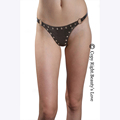 Sexy adjustable leather thongs rivet studded open front chain G string women sexy lingerie fetish