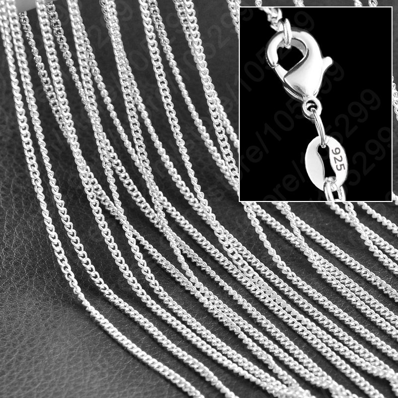 Hot Sale Popular Nice Flat Curb Chains Necklace With Lobster Clasps Fine 925 Pure Sterling Silver