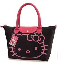 Promotions! Hello Kitty Bag Designer Waterproof Shoulder Bag Black Shopping Girls Women Handbags bolsa nylon feminina