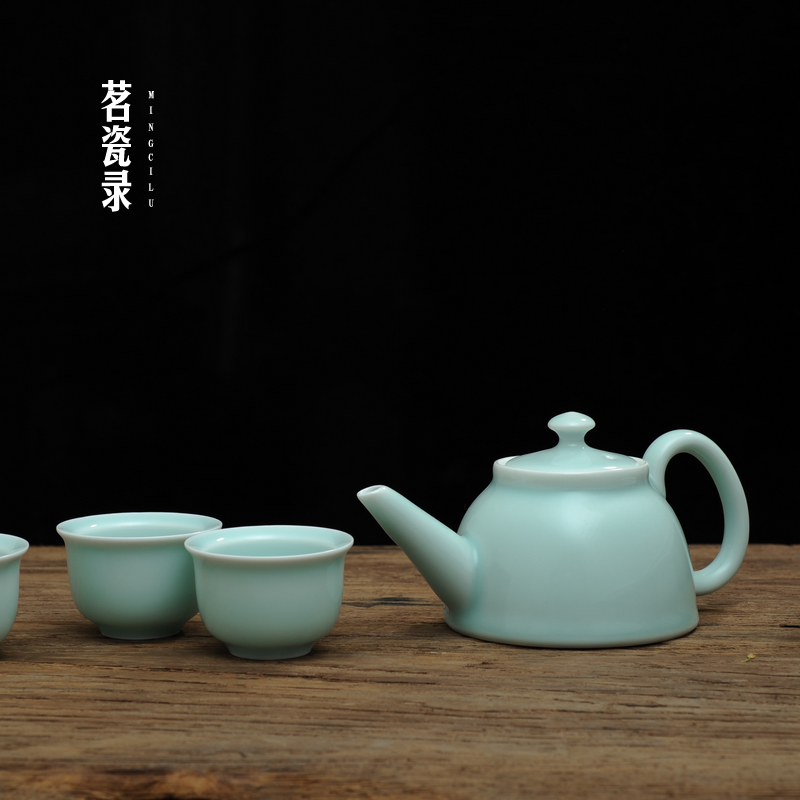  celadon tea set six cup with one teapot blue color ceramic set for tea and