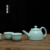 celadon tea set six cup  with one teapot blue color ceramic set for tea and coffe belt gift box