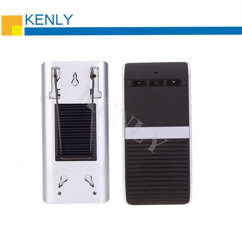 KENLY Wireless Bluetooth 4.0 Handsfree Car Kit Speakerphone Solar Powered Charger 10m Distance Support 2 Phones Free shipping 20