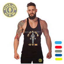 Men’s Gym Tank Tops Muscle Stringer Bodybuilding Clothes Gold Powerhouse GASP NPC Fitness Wear 100% cotton high quality