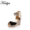 Nilanya big size 33 43 fashion women shoes sweet platform Wedges high heels Bud silk vamp