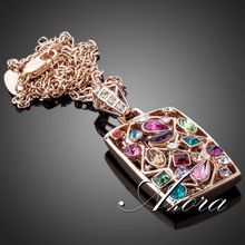 AZORA Gorgeous 18K Rose Gold Plated Multicolour Stellux Austrian Crystal Jewelry Pendant Necklace TN0083