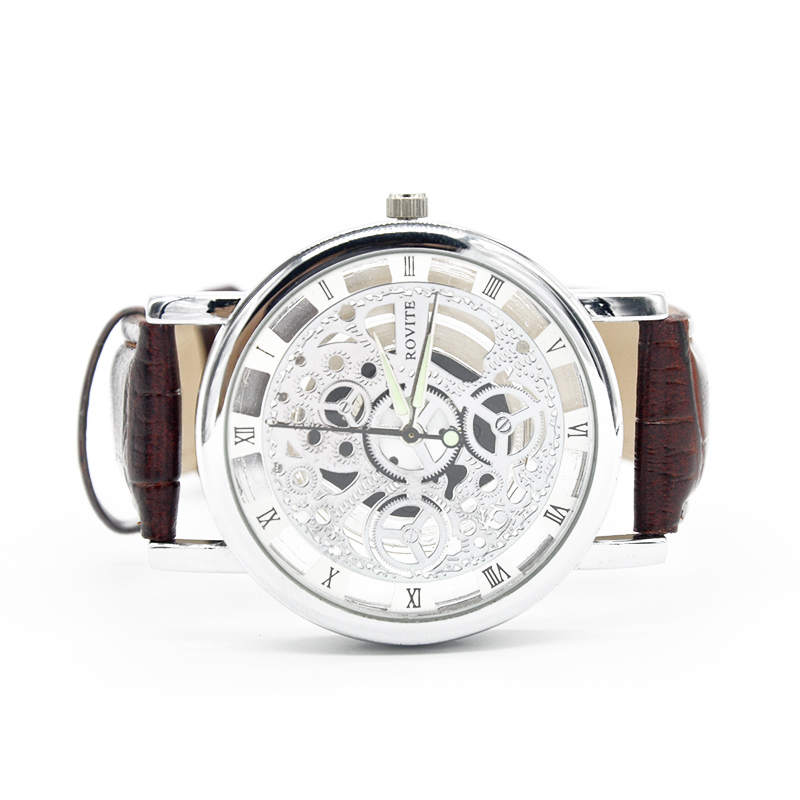Fashion High Quality Men Hollow Out PU Leather Strap Watches Men Casual Wristwatch Quartz Watch relogio