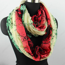 Women s Tornado Scrawl Print Long Scarf Infinity 2 Loop Cowl Circle Casual Scaf