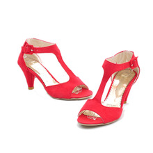New 2016 Scrub Velvet Plus Size Open Toe High Heels Women Sandals Sexy T-strap Gladiator Sandals for Women Summer Shoes 34-43
