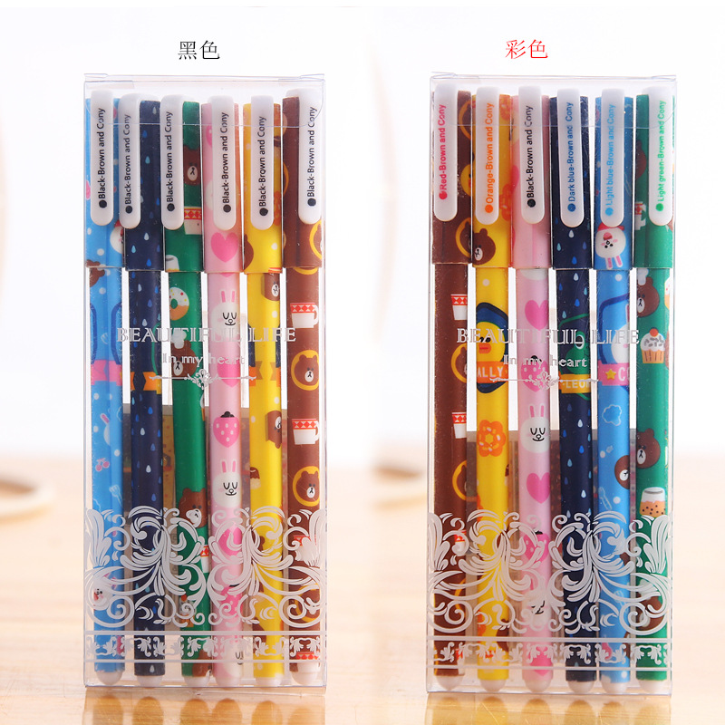 6 pcs/lot Korea stationery creative cartoon animal and flower gel pen school office supplies pen wholesale free shipping 277