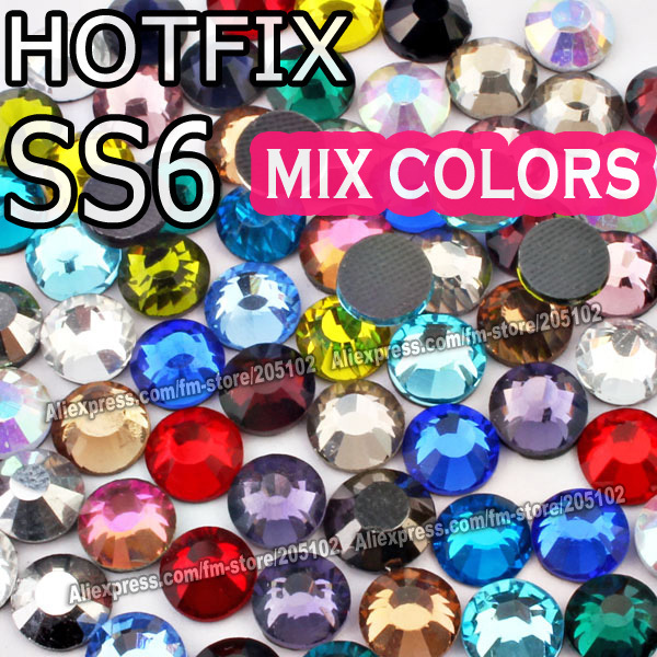 Mixed Colors SS6 1 9 2 0mm 1440pcs Bag DMC HotFix FlatBack Rhinestones Hot Fix glitters