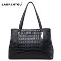 Laorentou Women s Genuine Leather Handbag Crocodile Cow Leather Shoulder Bag Genuine Leather Bag Lady Real