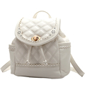 High Quality PU Backpack Women Fashion Diamond Lattice Daypack Fashion Plaid Casual Bag Hollow Out Ladylike