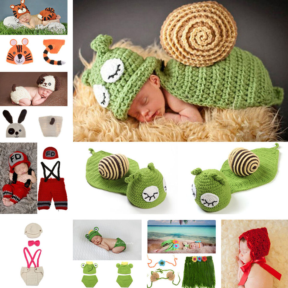 Sleepy Snail Infant Baby Photo Props Boy&Girl Crochet Hats Beanie Handmade Baby Costume 1set Free Shipping MZS-14053