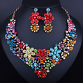 2016 Luxurious Crystal Wedding jewelry sets New fashion Rhinestone Necklace set for Women African beads Jewelry