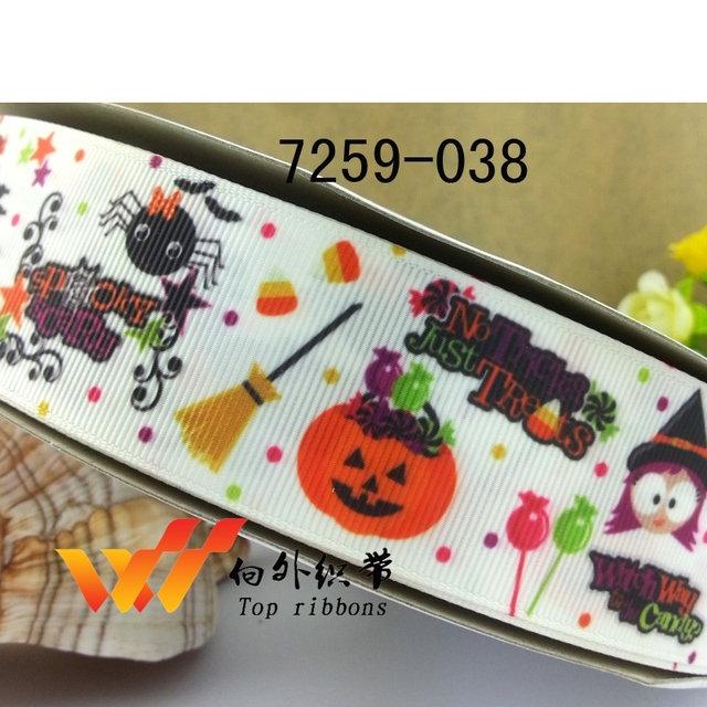Free shipping halloween ribbon printed grosgrain ribbon 1.5" ribbon 38mm ribbon 50 yard 7259-038