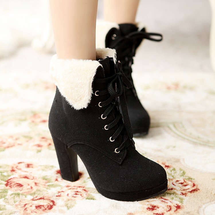 Женские полусапоги с меховой опушкой Rejois K0923. полусапожки женские зимние ку