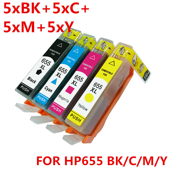 free shipping 20 pcs 5 set  of HP655 Compatible ink cartridge for HP655 HP655XL HP Deskjet 3525/4615/4625/5525/6520/6525 printer