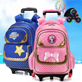 Fashion flash 2 6 Wheels Girls Waterproof School Bag Boy Backpack Trolley Bag Children School Bags