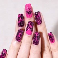 1Pcs DIY Nail Art Image Black Lace Flower Design Tool Equipment Stamp Stamping Plates Manicure Template