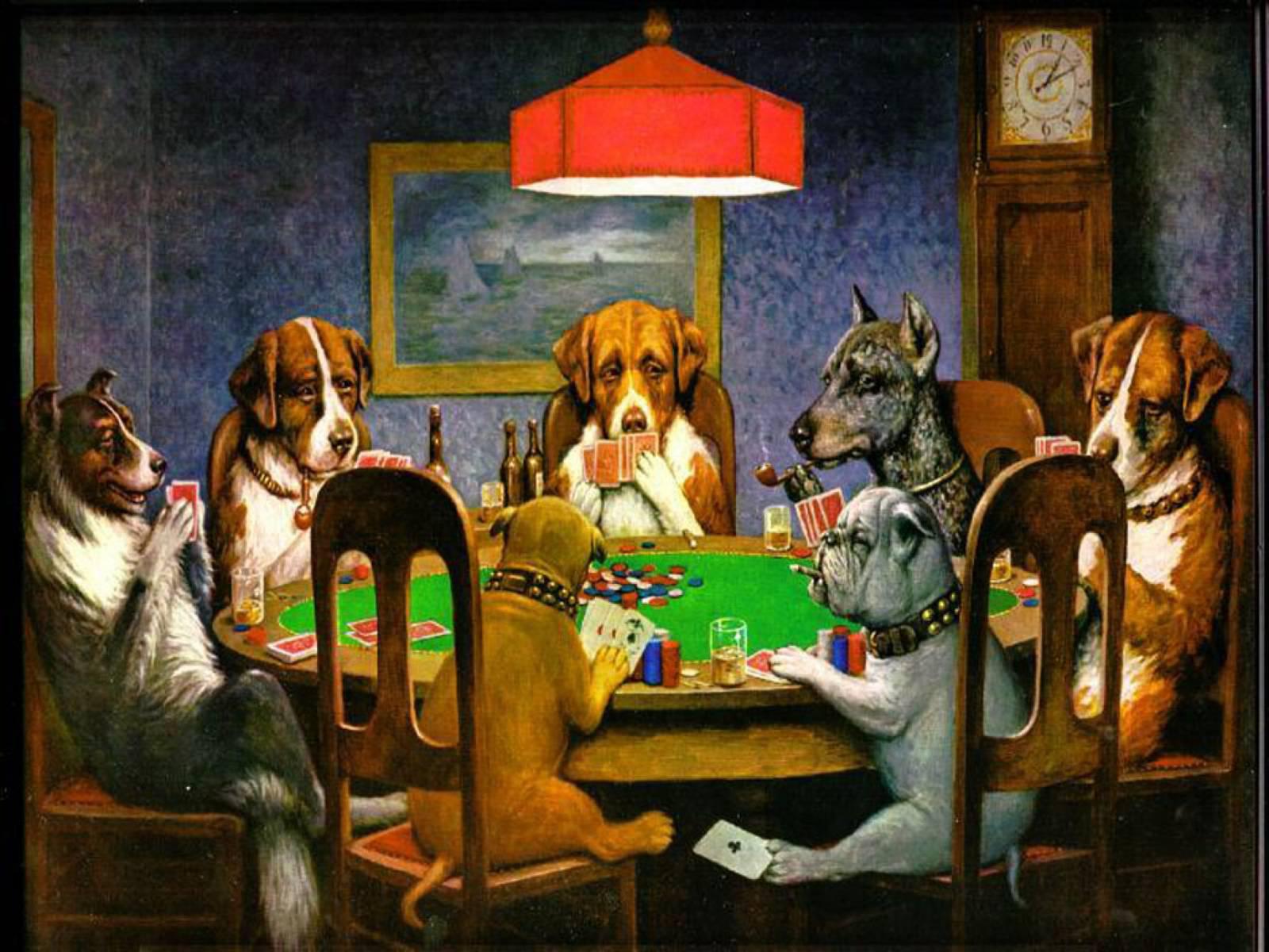 Honden spelen poker cheat dier humor fun moderne decor art ...