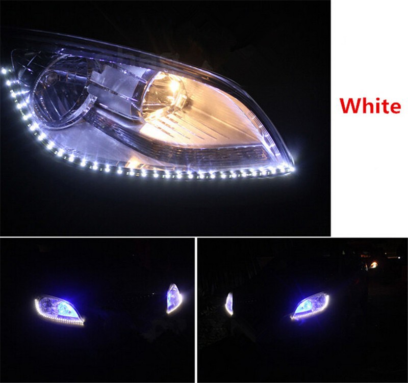 Car Eyebrow lamp light Daytime running lamp 60cm 3528 30 LED DIY Strip for bmw x1 x3 x5 x6 e84 f25 for benz glk300 glk350 2pcs (5)