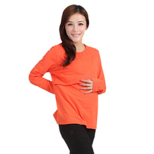 Brand Elasticity Cotton Maternity Nursing Long Sleeve O Neck Pregnant Women Casual Women Blouses 4 Colors Asian/Tag Size L-XL