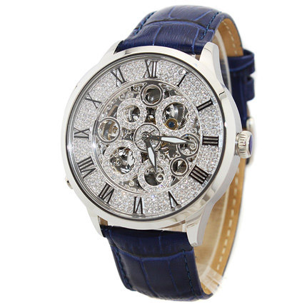 business genuines leather strap full diamond dial lady mechanical watch