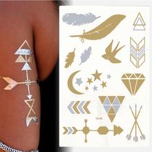 6pcs lot High Quality flash tattoo sticker henna tattoo flash temporary tattoo summer style gold tatto
