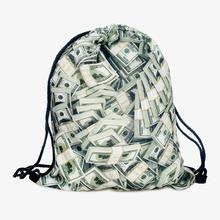 Dollar money 3D printing Women s Men s Gym Bags mochila feminina bolso de lazo Travel