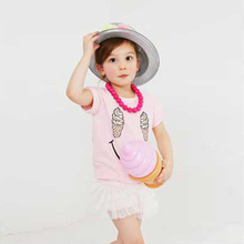 Kids Girls Short Sleeve T shirts Ice Cream Smile Casual Tops Cotton Costume 1 5Y