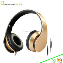 Wired Stereo Over-ear Bass Headphones, Foldable Headset with In-line Volume Control Microphone for Kids and Adults Smartphone