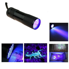 Best Quality Black Mini Aluminum Portable UV Ultra Violet Blacklight 9 LED uv Flashlight Torch Light