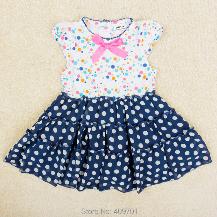children's clothing new nova brand vestido kids clothes baby girl party tutu dress baby girl princess dress printed dot H4706