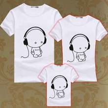 Mother Daughter Matching Clothes Family Clothing Father T Shirts Cotton T-Shirt Kids Headphone Music Casual Tee Boy Children Top
