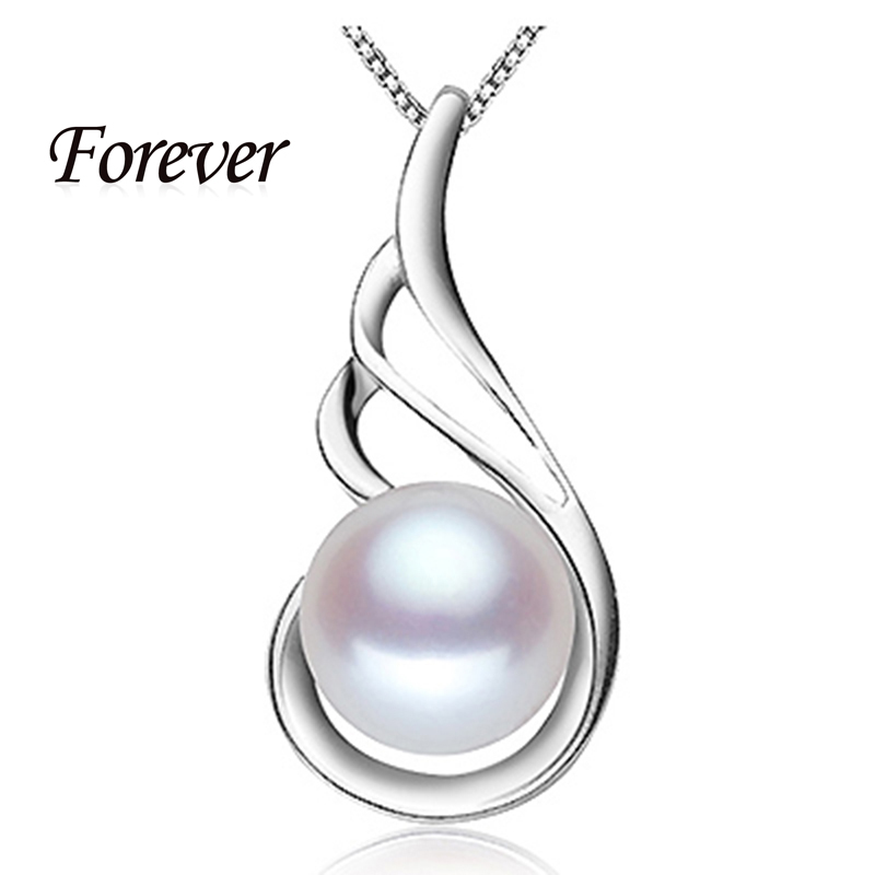 Forever Natural Pearl Necklace 925 Sterling Silver Freshwater Pearls Pendant Necklaces bridal Wedding Luxury Jewelry CC Chain
